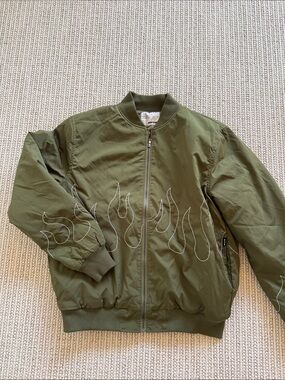 EPTM Quilted Jacket - Olive with White Flame Stitching